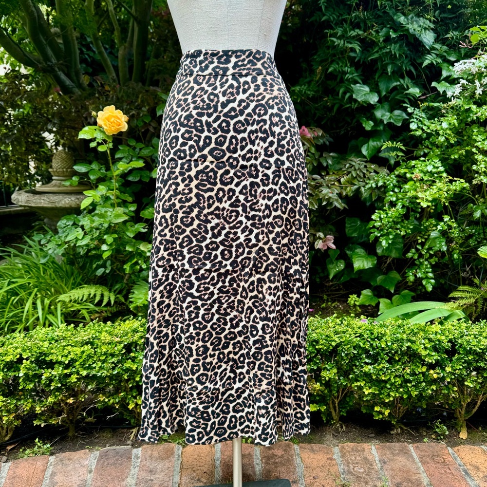 AFRM Kiwi Midi Leopard Print Skirt Sz XS